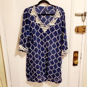 Lands End 1X Moroccan Print Swim Cover-Up